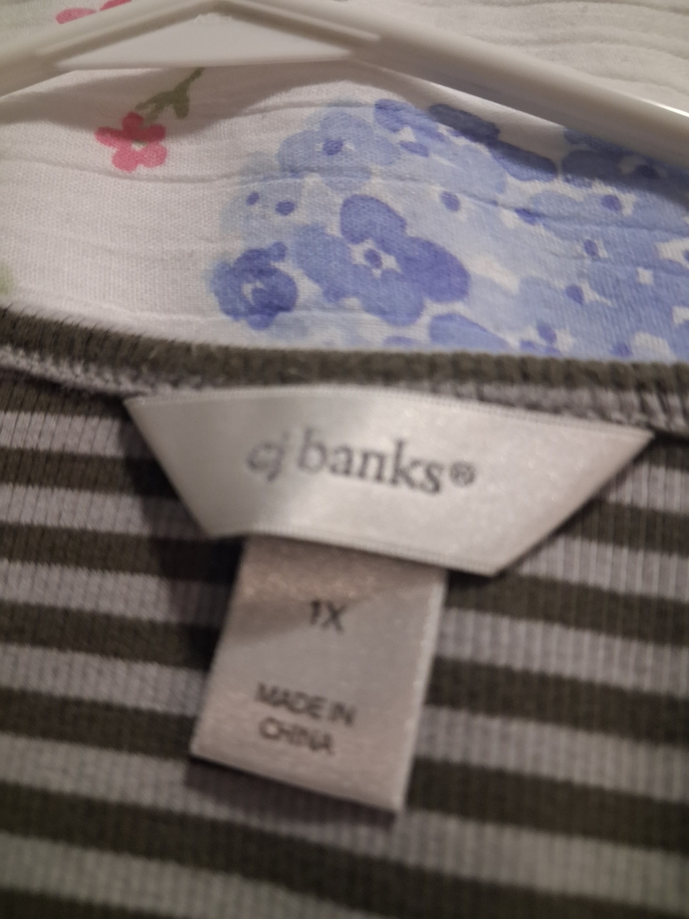 CJ Banks Olive Green and Cream Striped Short Sleeve Tee - Picture 4 of 5